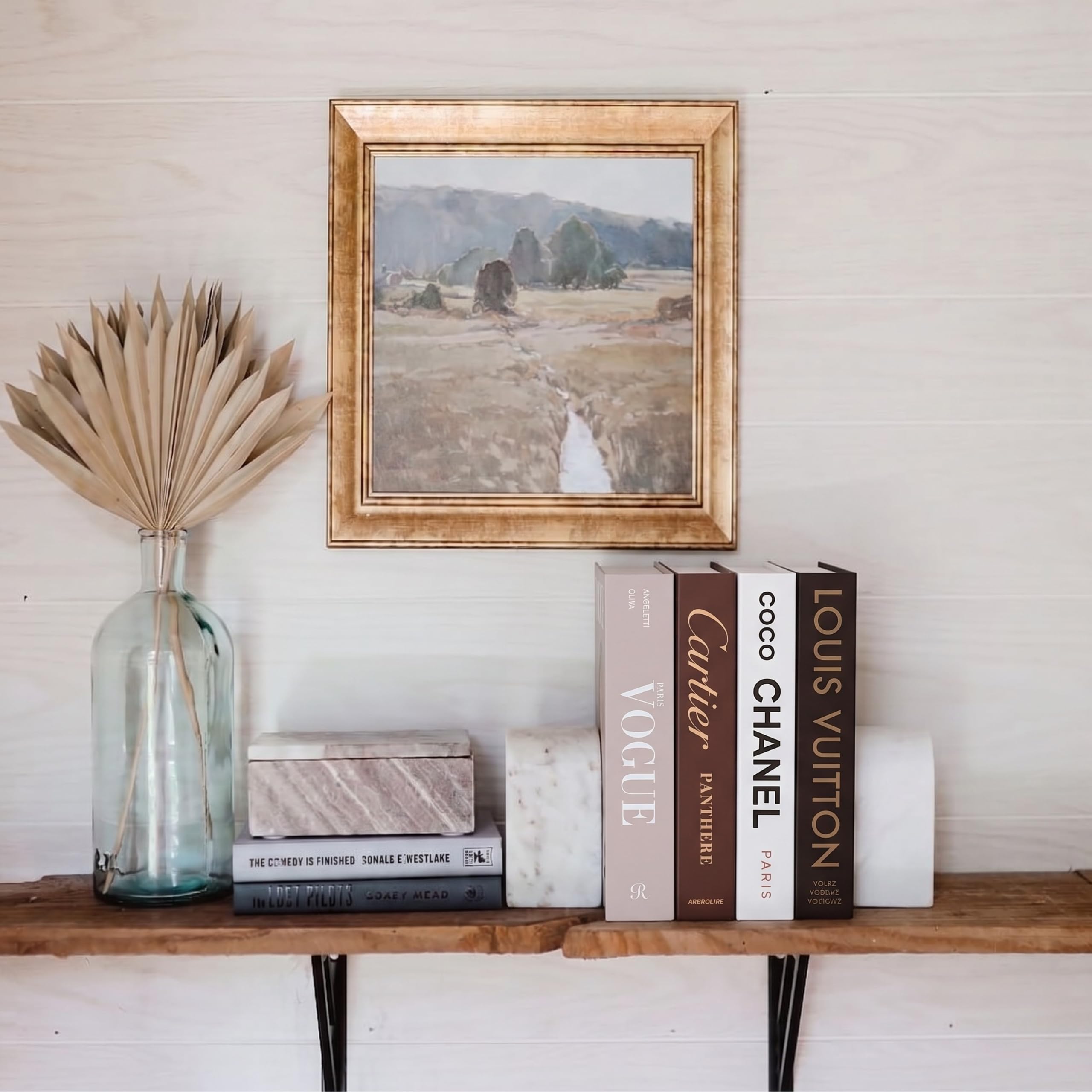 PROBENEX faux decorative books display on a coffee table for minimalist chic.