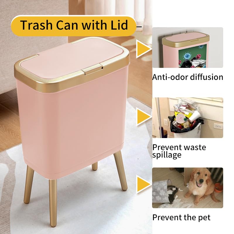 Procade narrow bathroom trash can fits tight corners while remaining stylish.
