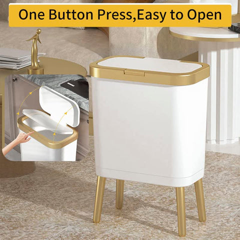 Procade narrow trash can placed between toilet and cabinet