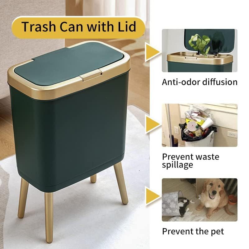 Procade one-press lid trash bin demonstrates easy, touch-free operation.