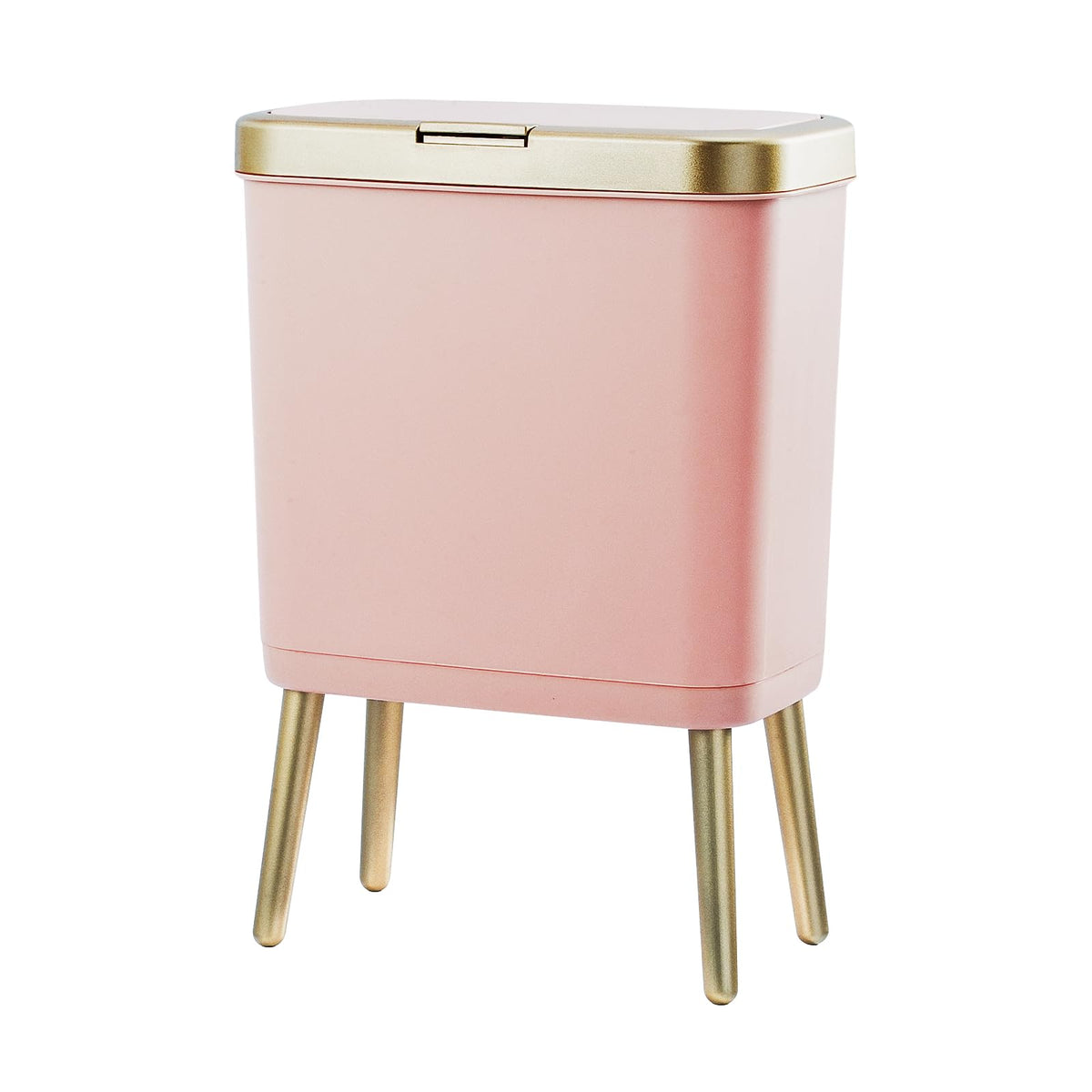 Procade pink trash can with lid for privacy and odor control in small spaces.