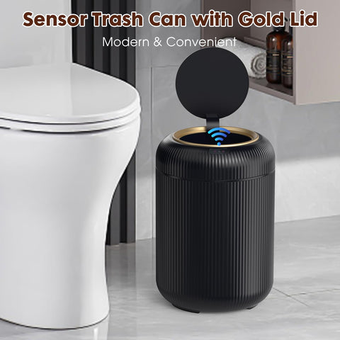 Procade small bathroom trash can with soft auto-close feature.