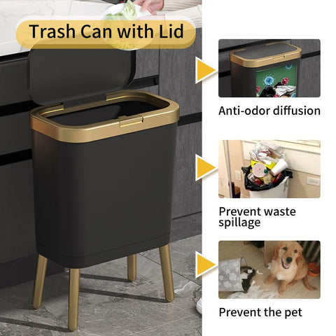 Procade gold-edge trash can lid close-up for odor control.