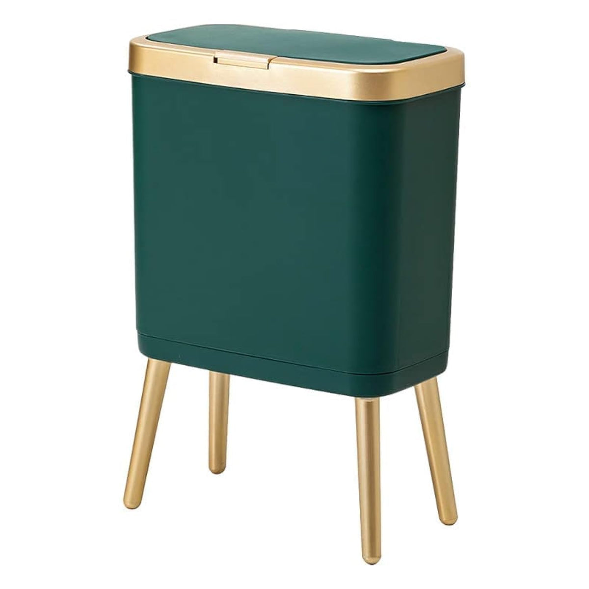 Procade trash can with lid closeup highlighting odor-blocking seal and privacy.