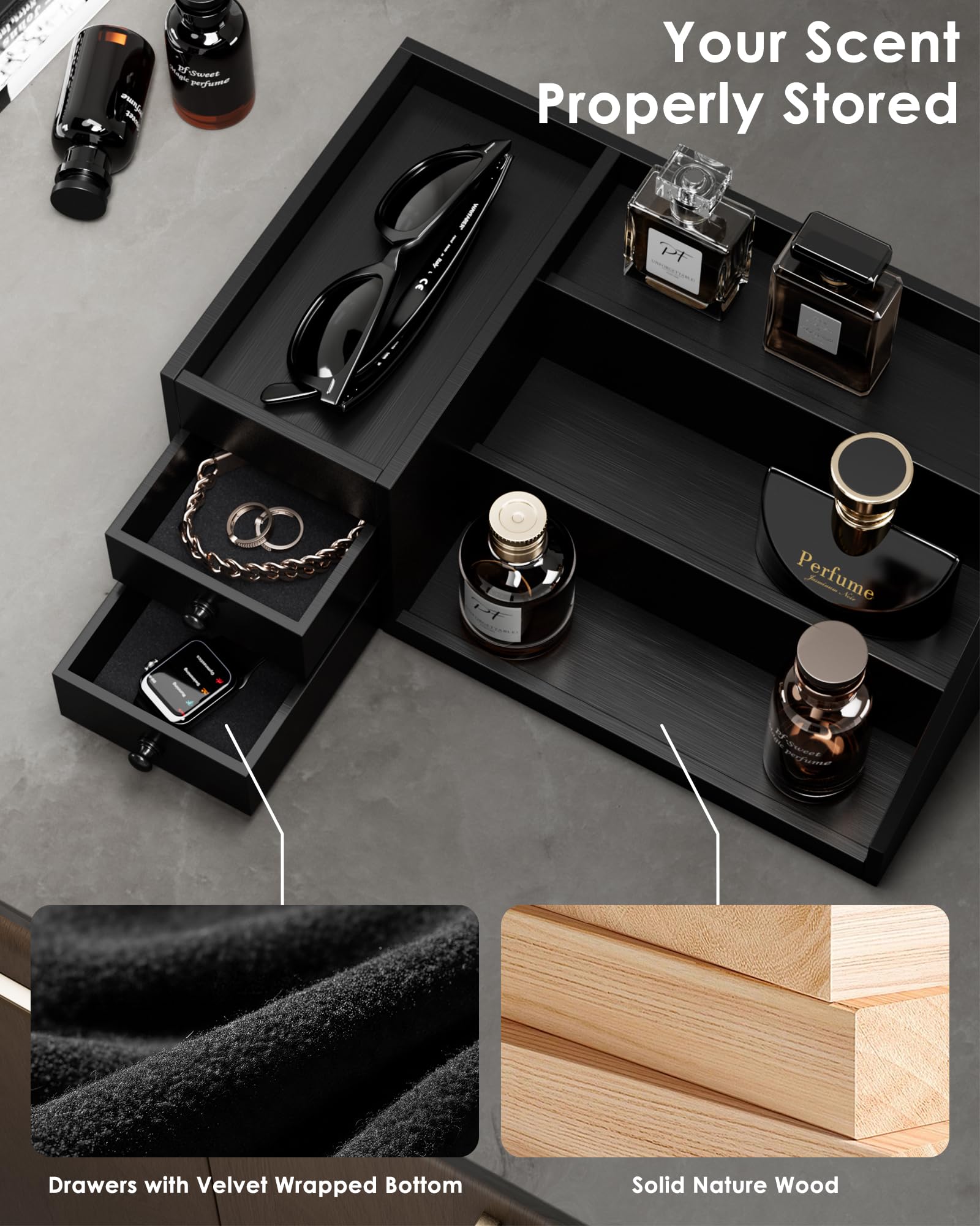ProCase elevated stand keeps fragrances visible and within reach.