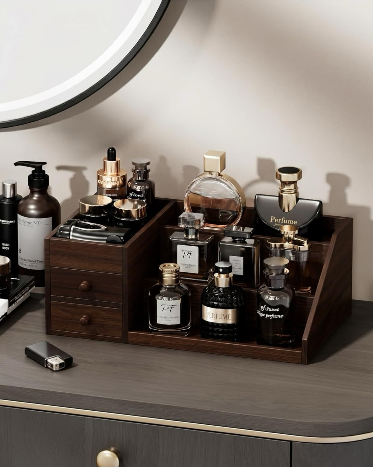 ProCase drawer open view reveals velvet-lined compartments for small items