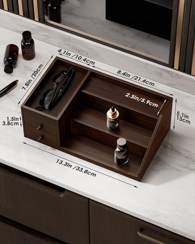 ProCase wooden cologne organizer side view showing raised edges for bottle security