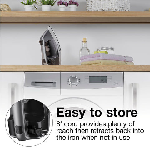 Proctor Silex steam iron anti-drip system for steady, mess-free ironing.