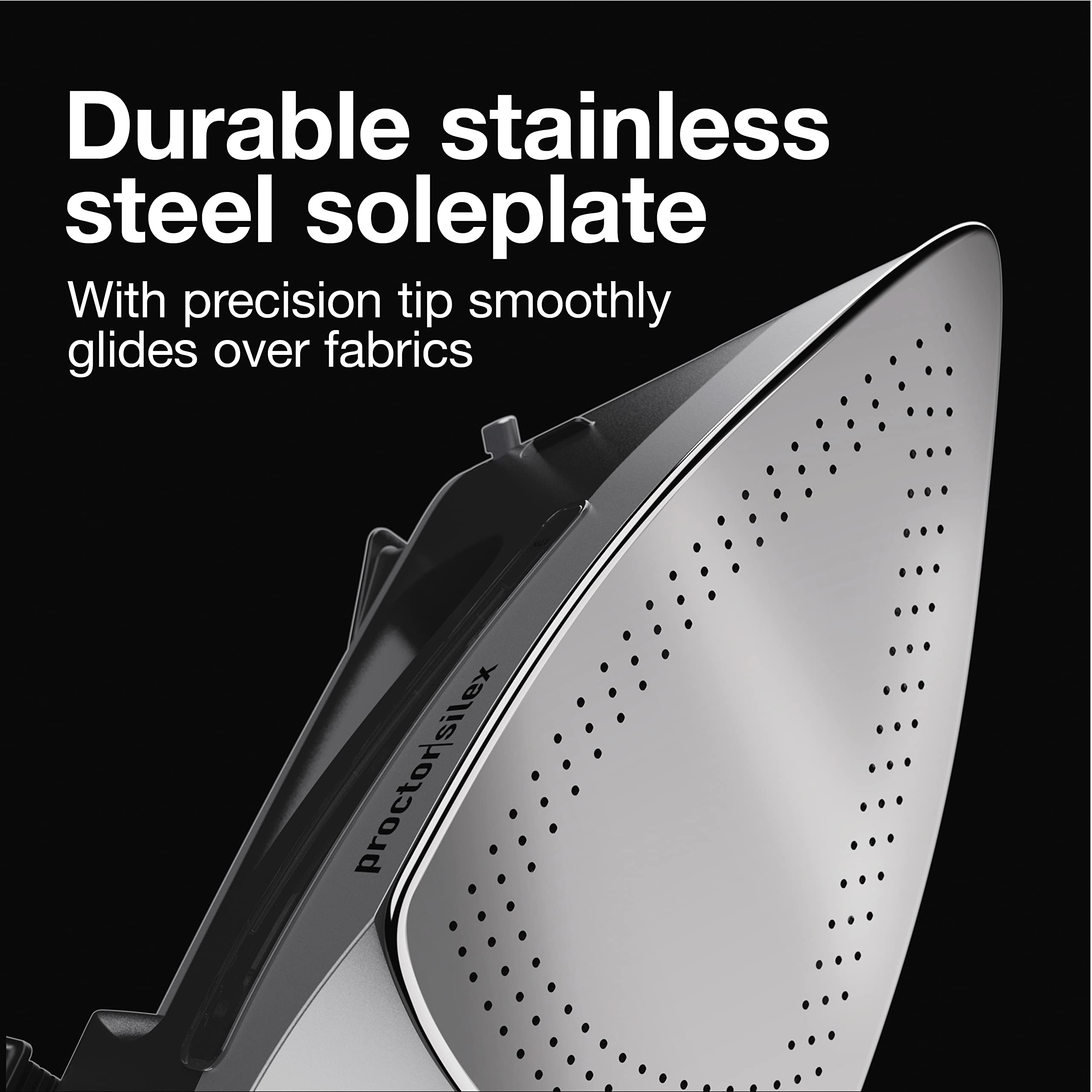 Proctor Silex steam iron showing retractable cord for tidy storage and easy reach.