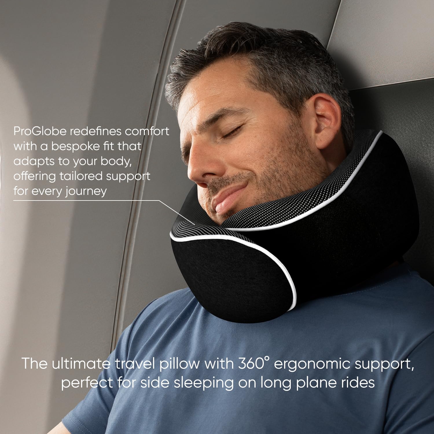 Proglobe earplugs shown with sleep kit to reduce cabin noise