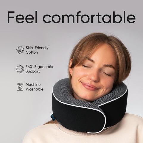 Proglobe memory foam neck pillow closeup showing contouring for personalized comfort