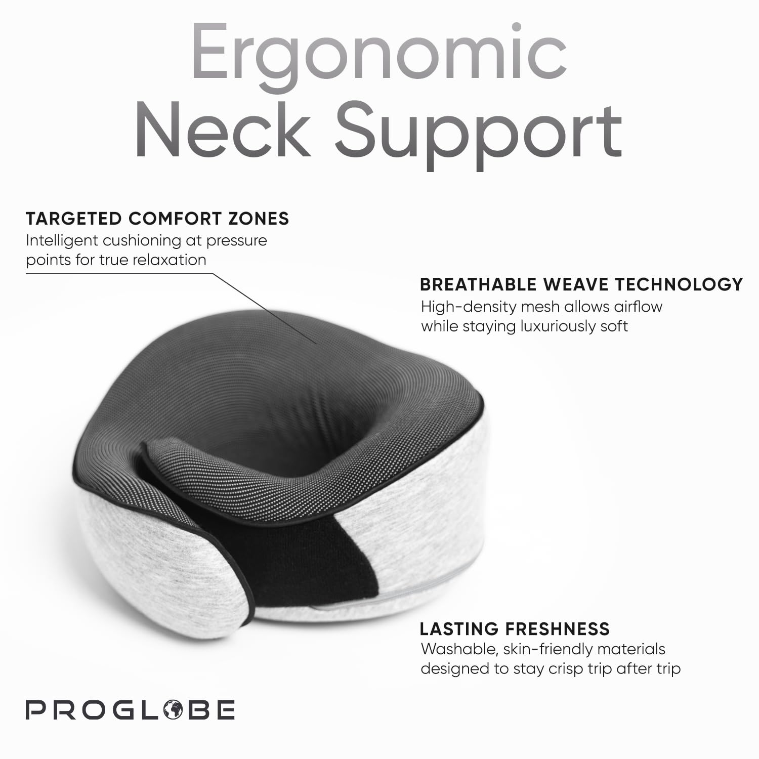 Proglobe travel kit with luxury mesh bag keeps accessories organized during trips.