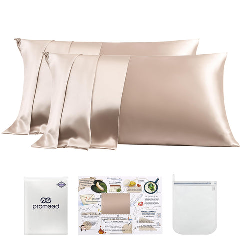 PROMEED 23 Momme silk pillowcase with zipper detail, smooth and breathable for restful nights.