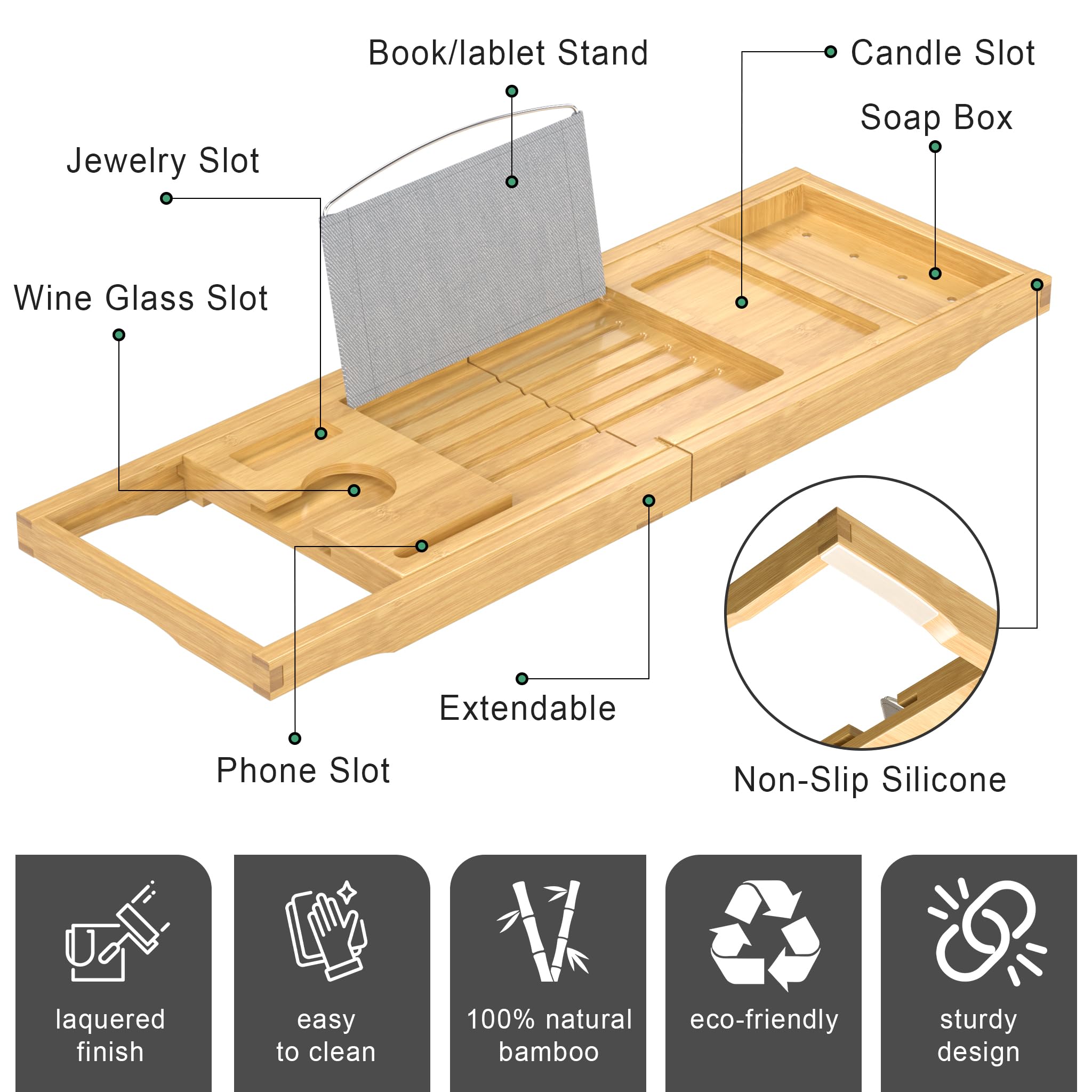 Promitop collapsible bath tray folds flat for easy storage and travel.