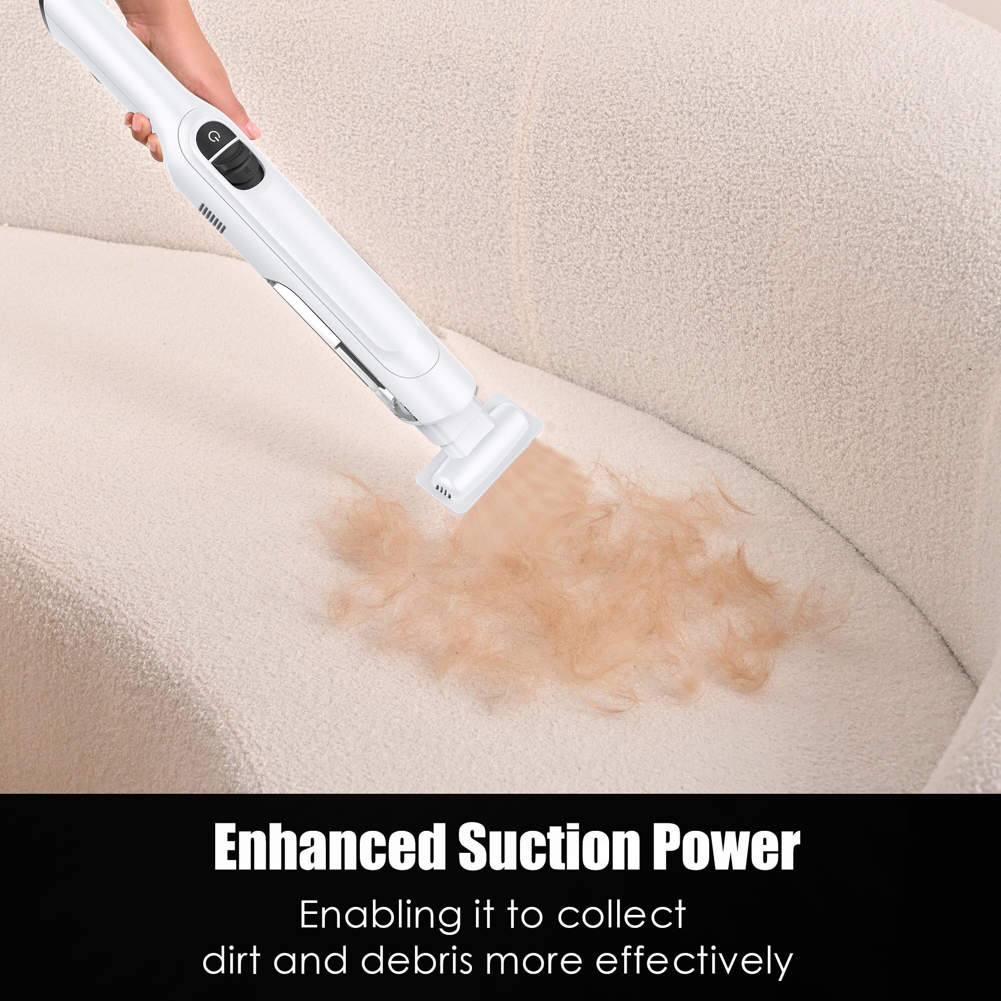 PROMOMO handheld vacuum 2x suction power captures fine dust and larger debris.