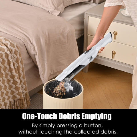 PROMOMO charging dock keeps the cord-free vacuum ready for next task.