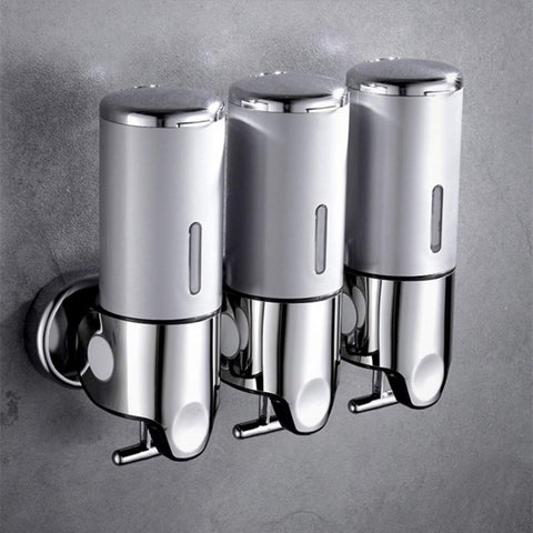 Prosfalt 3-in-1 wall-mounted dispenser for shampoo, soap, and conditioner