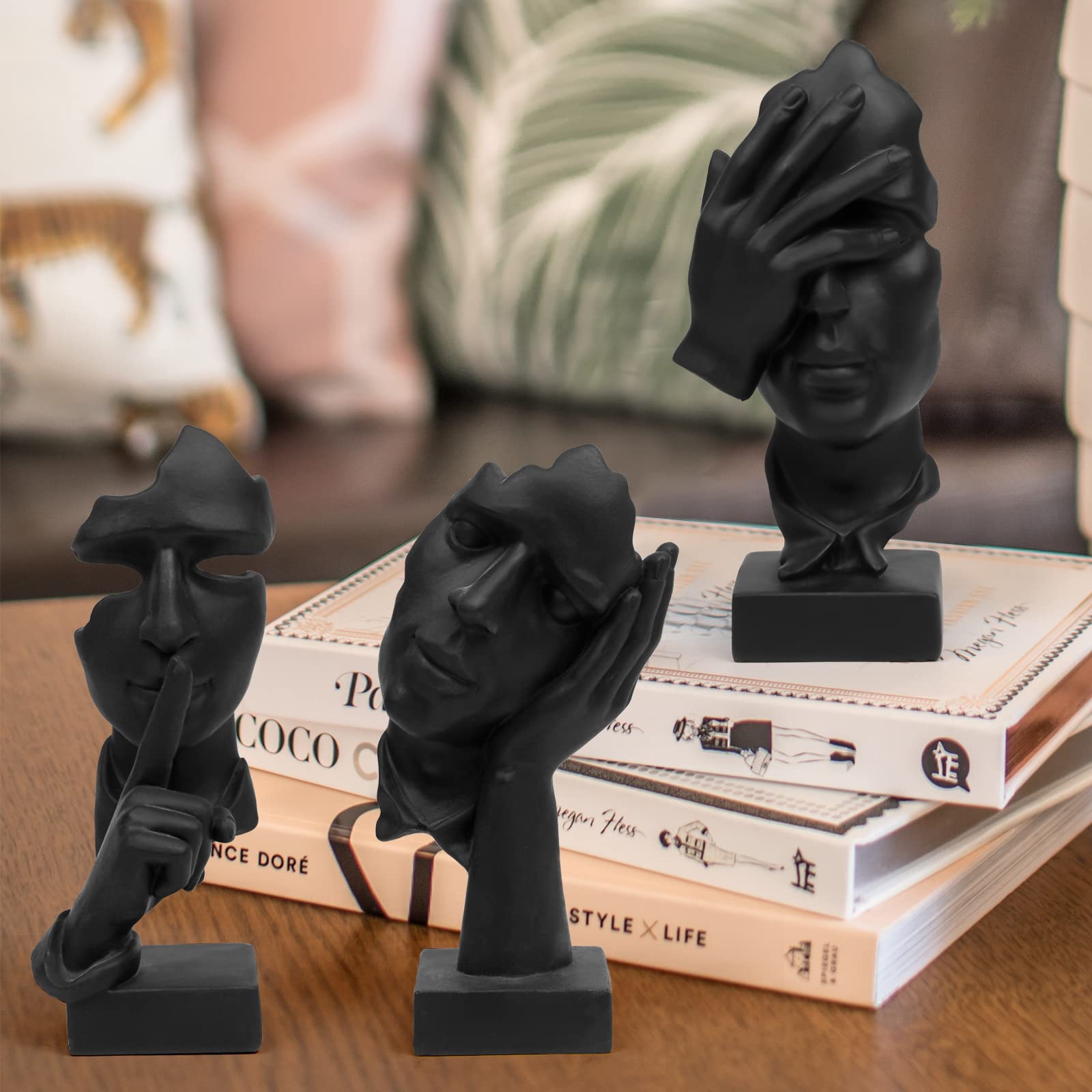 Prosfalt silence is gold trio on shelf adds elegant decor