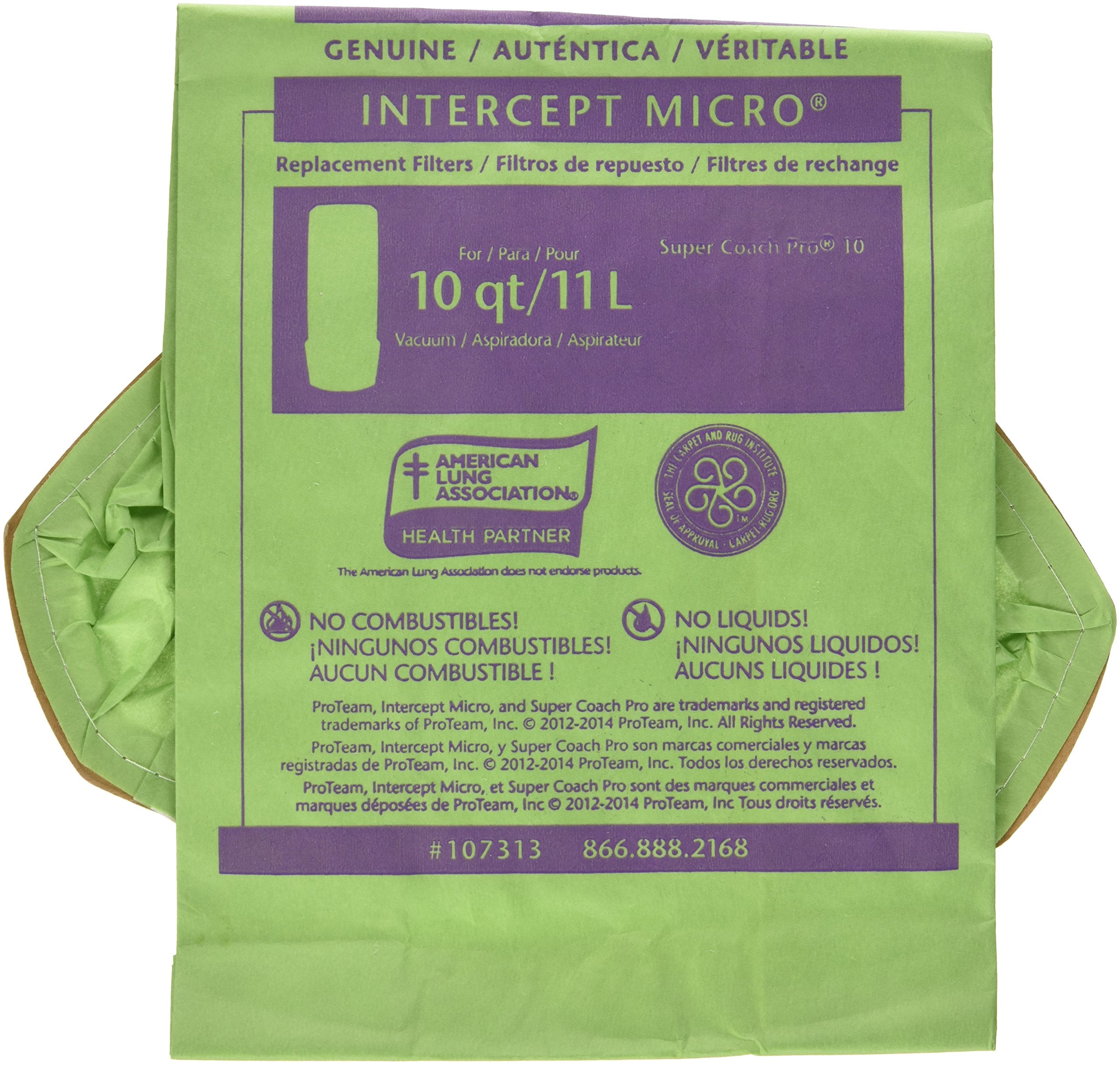 ProTeam Intercept bags designed for dry debris to protect vacuum performance