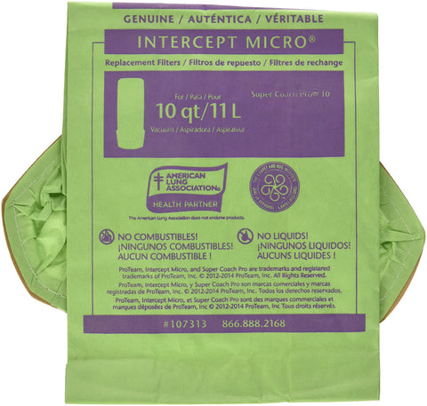 ProTeam Intercept bags designed for dry debris to protect vacuum performance