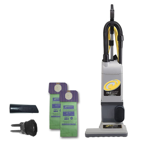 ProTeam ProForce 1500XP front view with 15-inch L-shaped cleaning head for edge reach