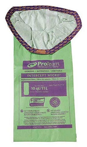 ProTeam Super Coach Pro 10 filter bag ready for professional use