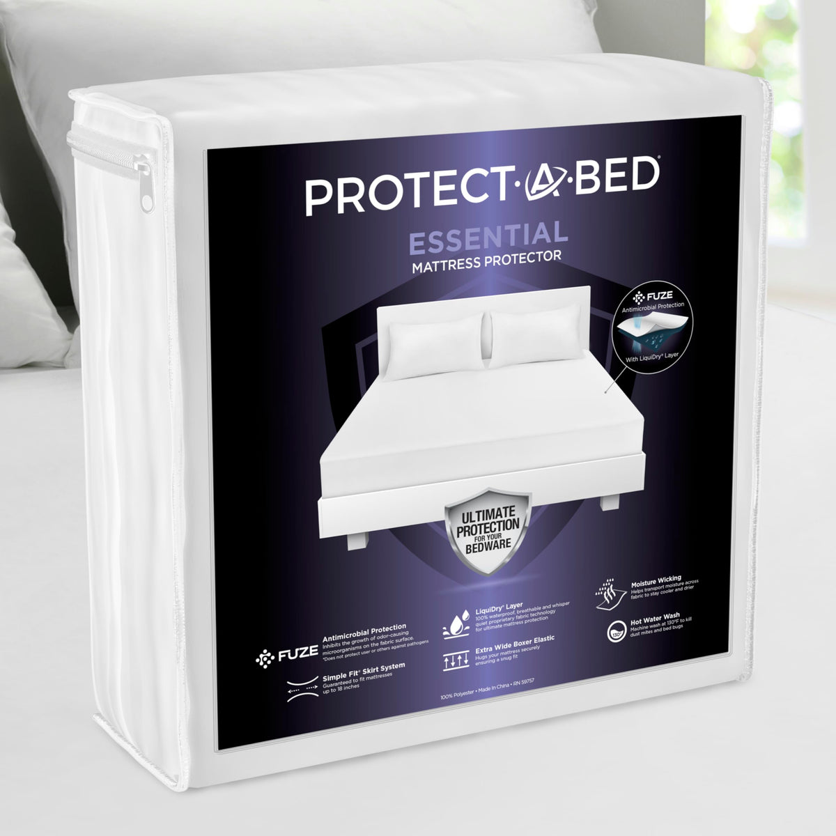 Protect-A-Bed essential mattress protector top provides waterproof protection for the mattress surface.