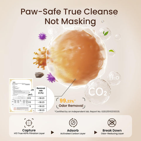 Provirtec air purifier featuring H13 HEPA captures fine particles for cleaner indoor air.