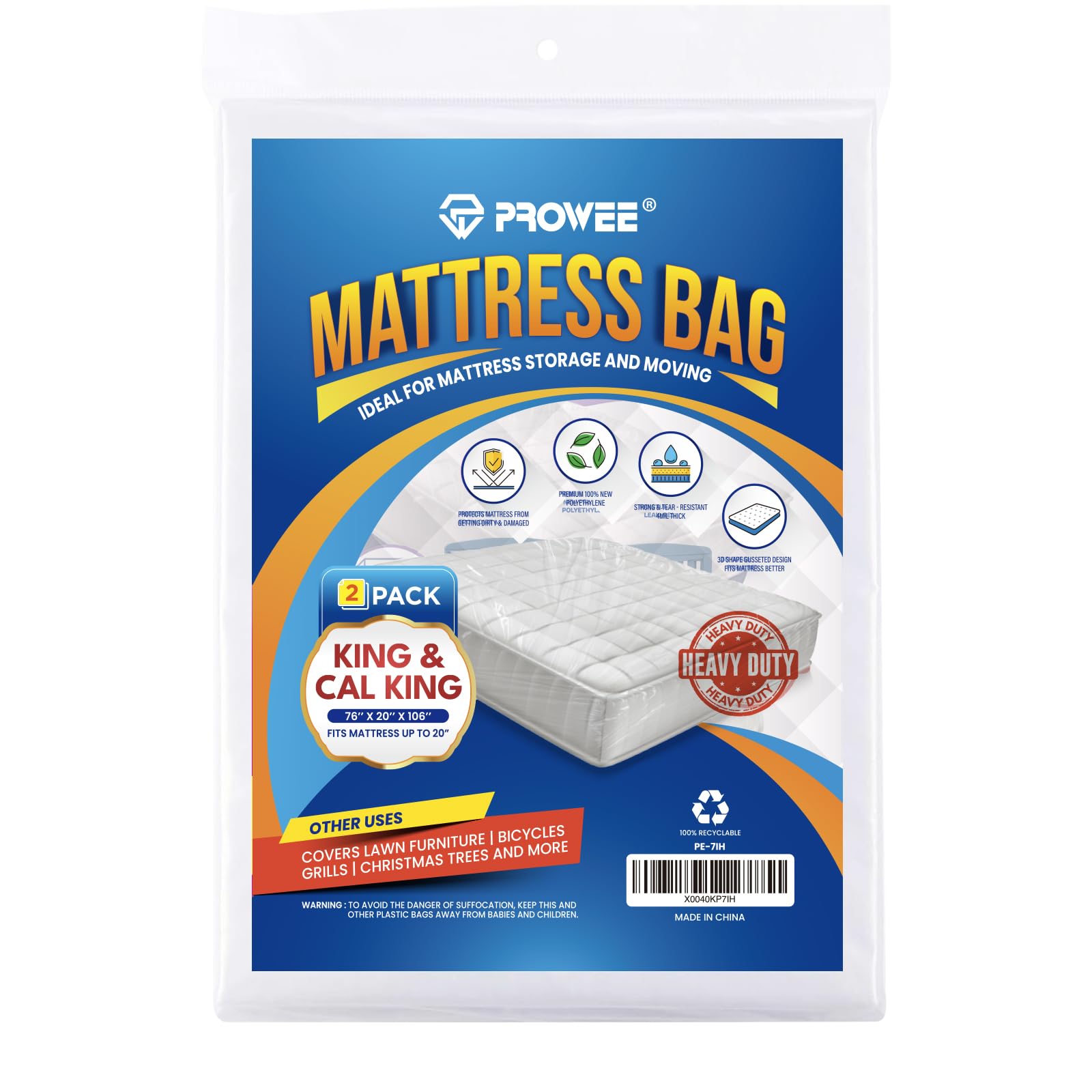 PROWEE king mattress bag in use for edge-to-edge coverage during moving