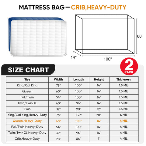 Extra-long PROWEE queen mattress bag offers full coverage