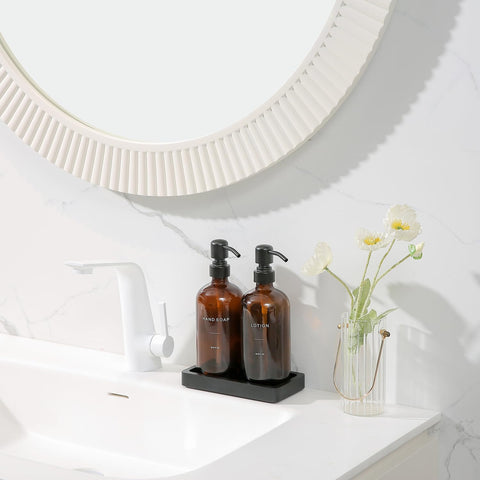 Prus Waso amber glass dispenser set adds elegant, reusable design