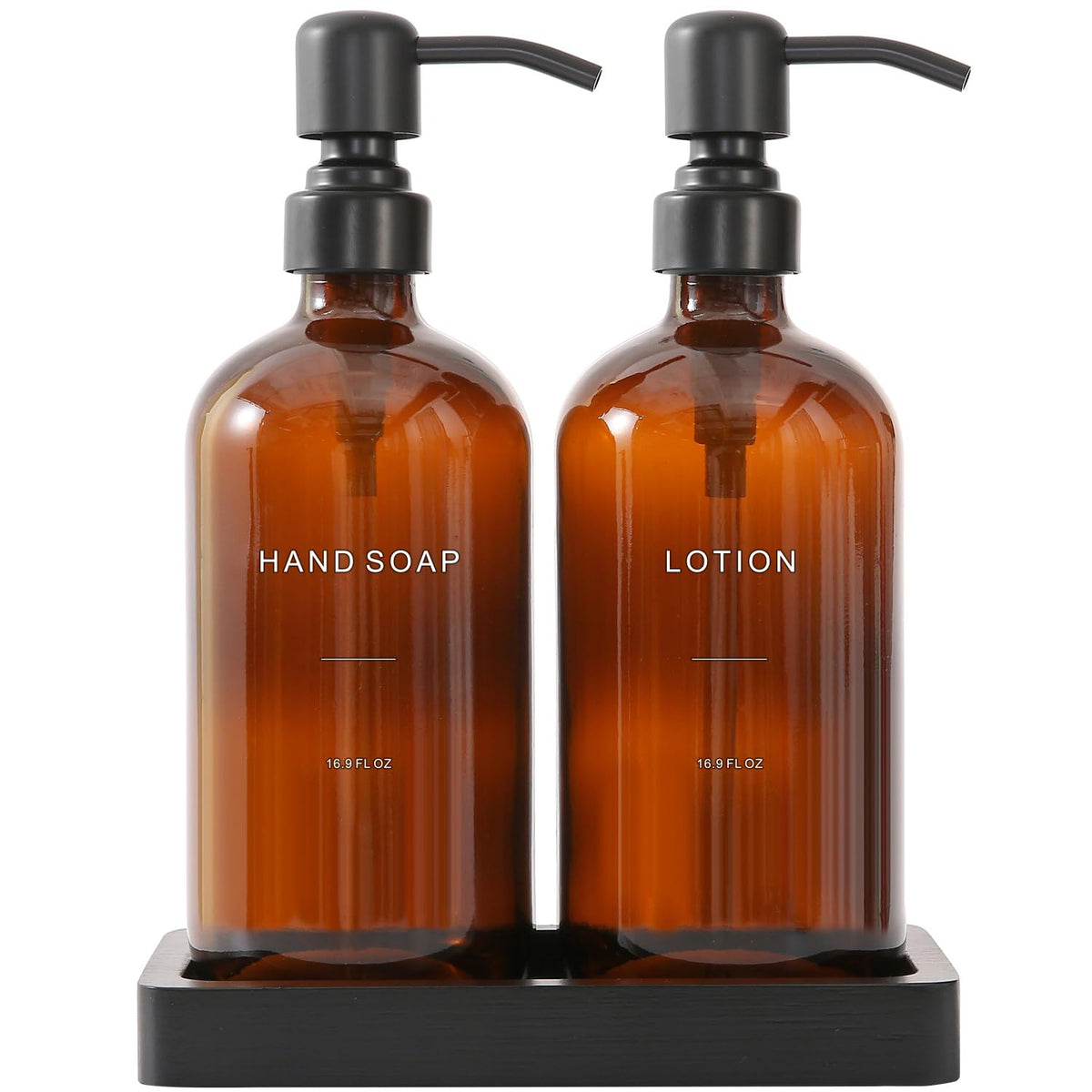 Prus Waso amber glass soap dispenser with hand soap pump for easy daily use