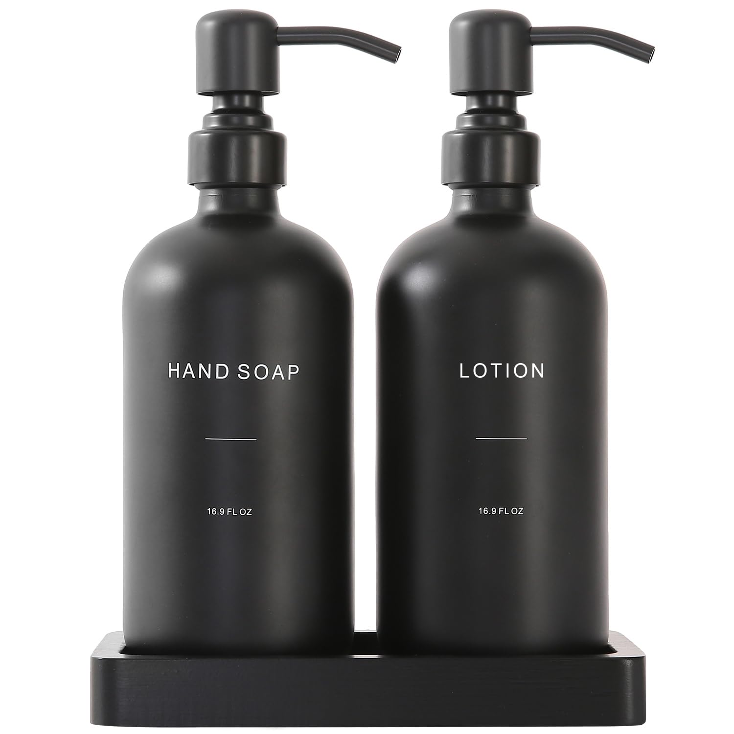Prus Waso black soap dispenser with pump for stylish bathroom organization.