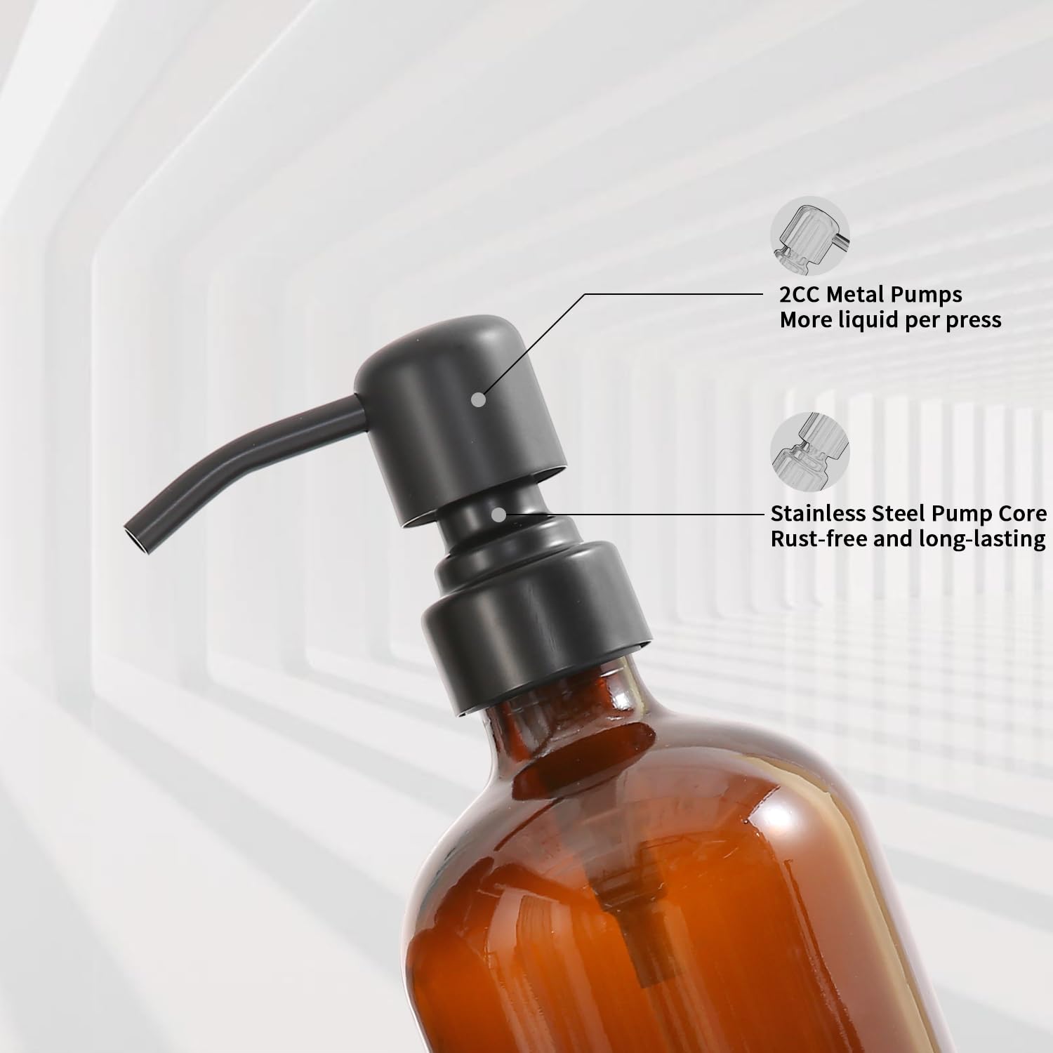 Prus Waso black stainless steel pump accentuates modern bathroom decor