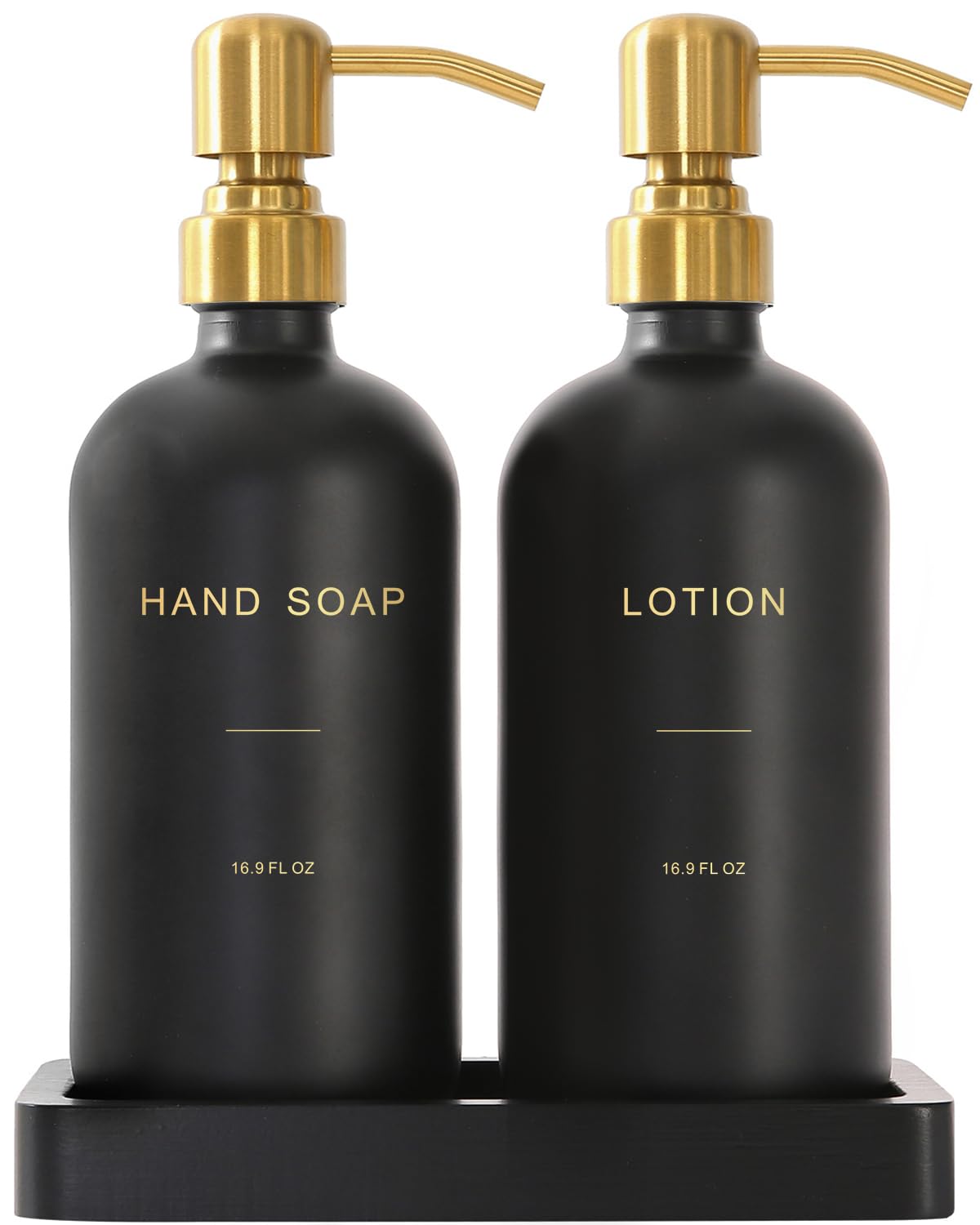 Prus Waso gold-black hand-dispenser-pump elevates bathroom style.
