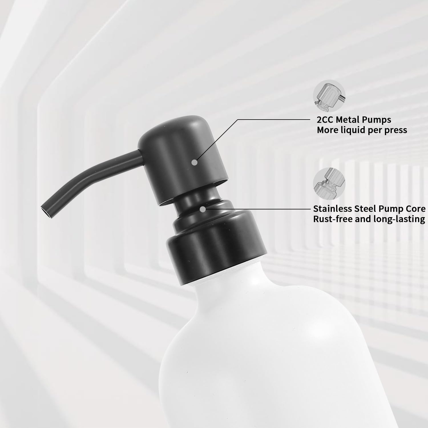Prus Waso glass dispenser set showcases clean lines and rust-free performance.