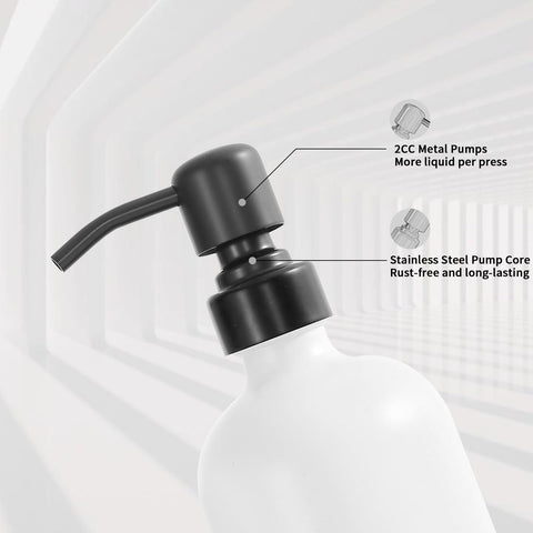 Prus Waso glass dispenser set showcases clean lines and rust-free performance.