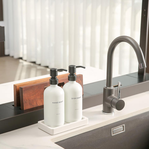 Prus Waso kitchen soap dispenser with black pump detail adds durable, easy-to-use functionality.