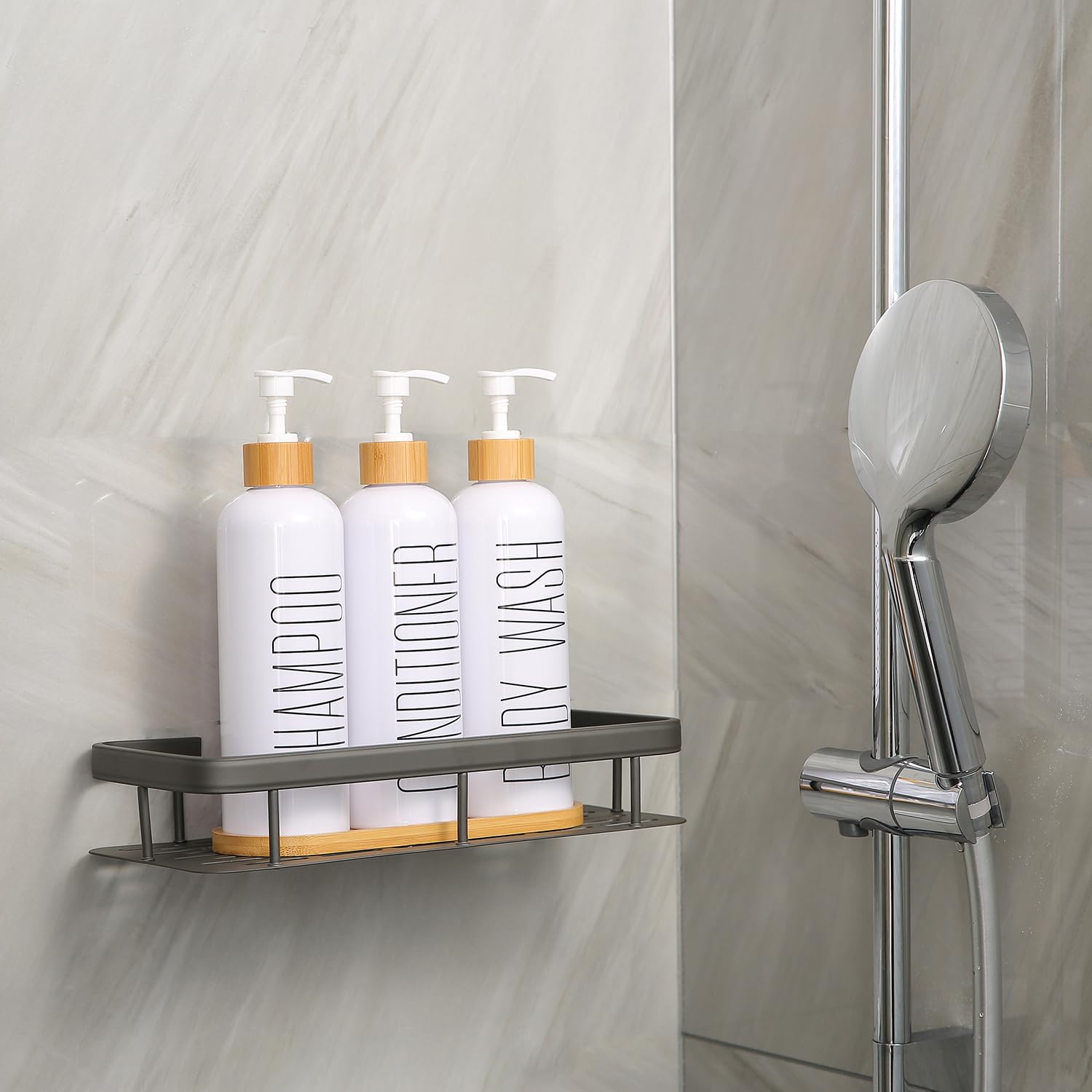 Prus Waso labeled dispenser bottles reduce mix-ups in busy showers