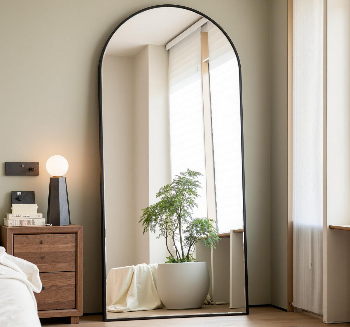 Prywot Arched Full-Length Mirror with black frame for a large, lifestyle-ready reflection