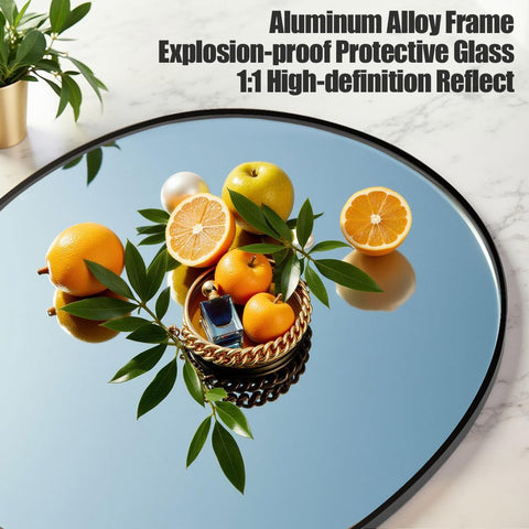 Prywot Leaning full-length mirror with black frame for quick wall-ready placement