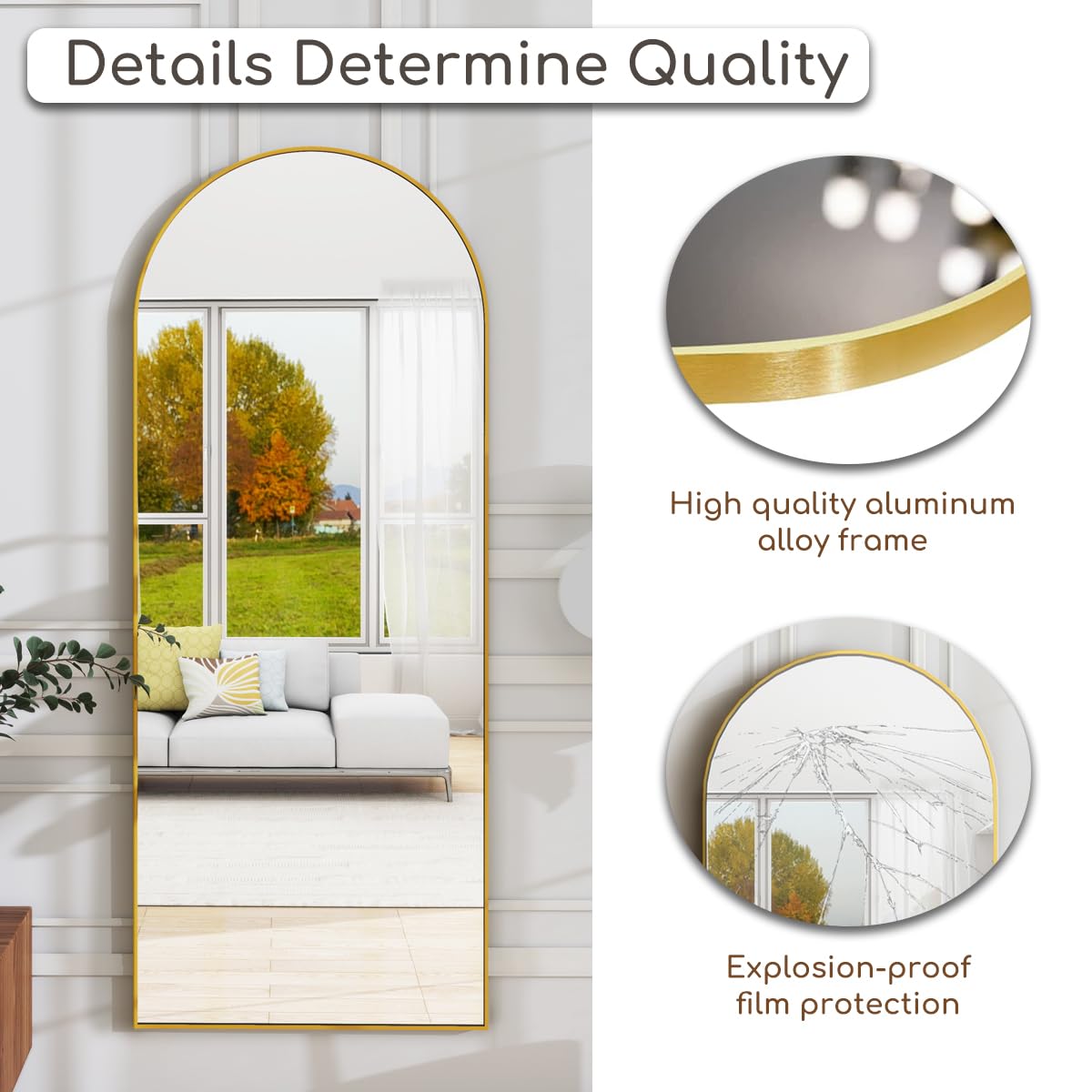 Prywot luxury arched design mirror elevates decor and mood in any room.