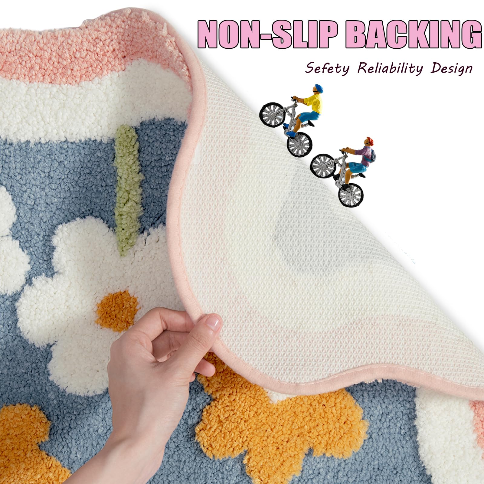 PTAEXCEL Non-slip TPR backing maintains mat position for safety