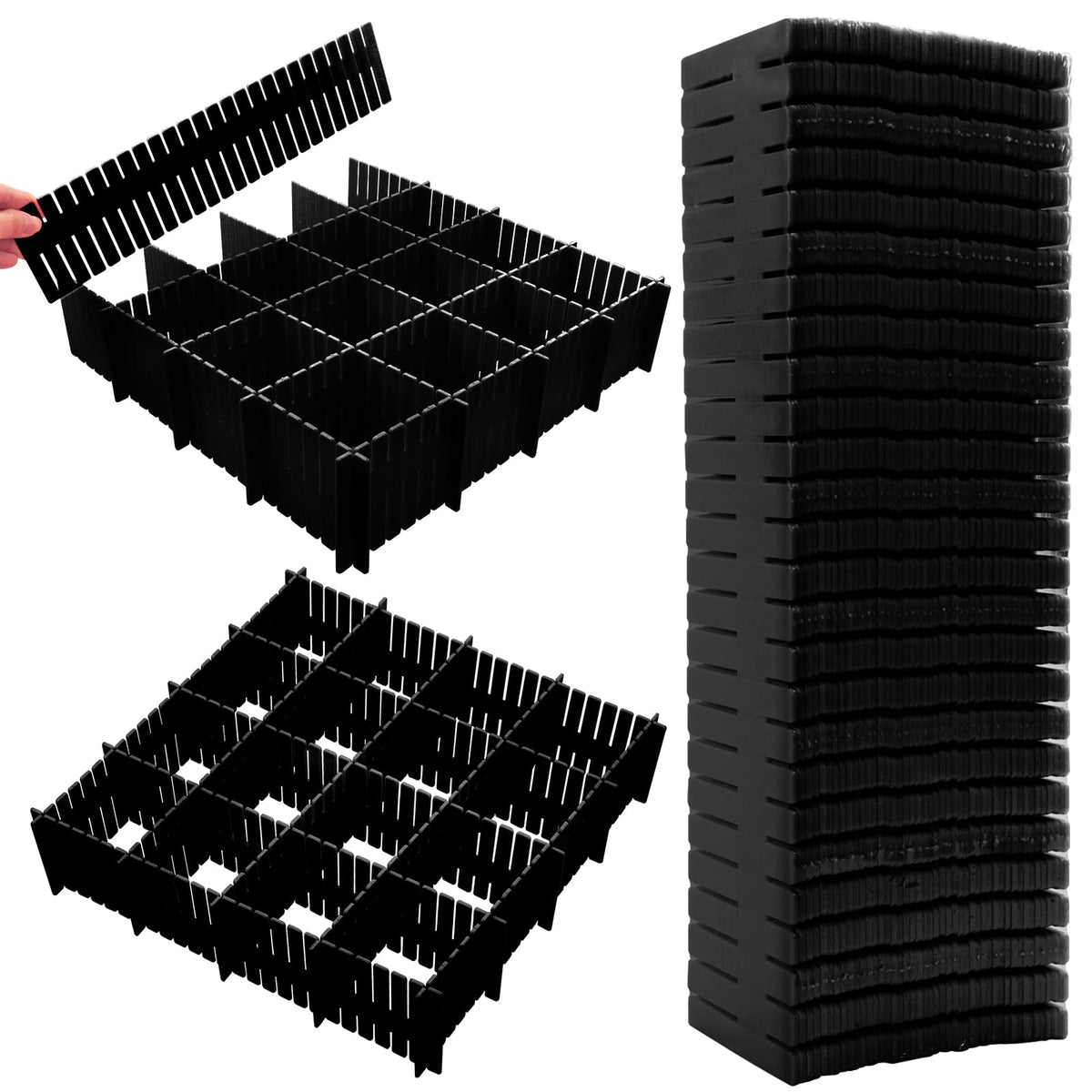 Ptanok 45-pack drawer dividers keep dresser drawers neatly organized.