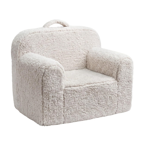 Pterying toddler chair with fluffy sherpa cover for cozy seating.