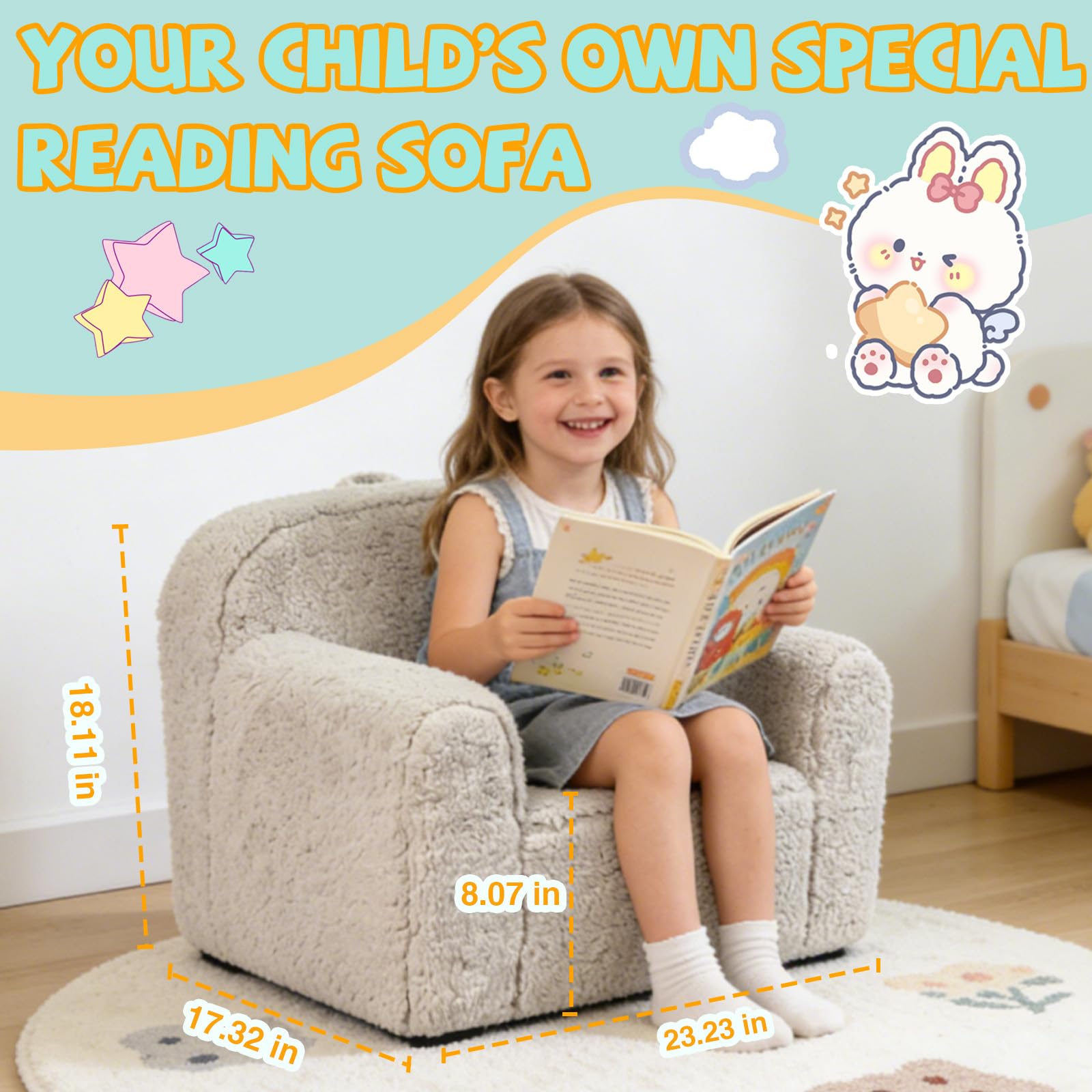 Pterying toddler chair in light grey effortlessly matches decor.
