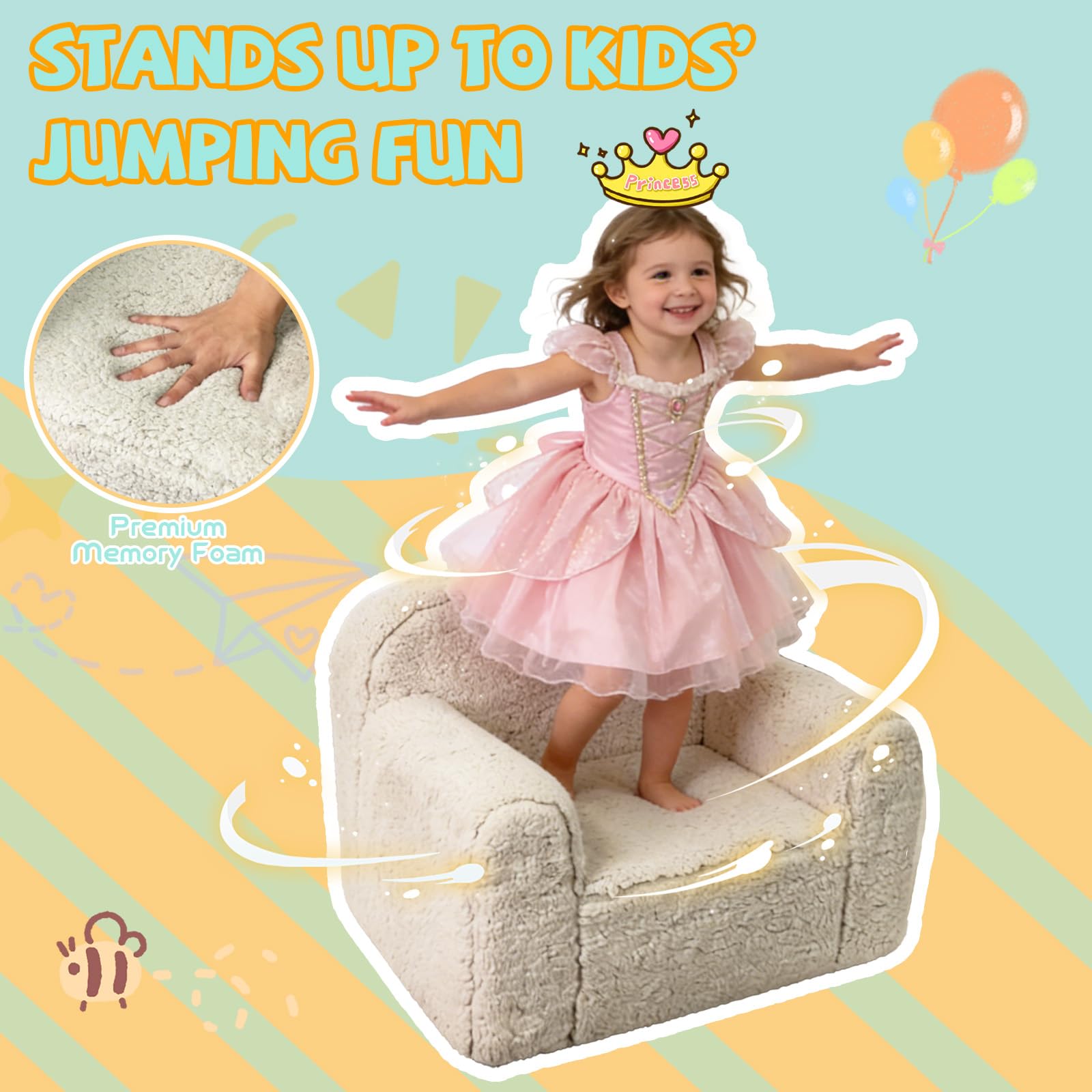 Pterying machine-washable cover enables mess cleanup after busy days.
