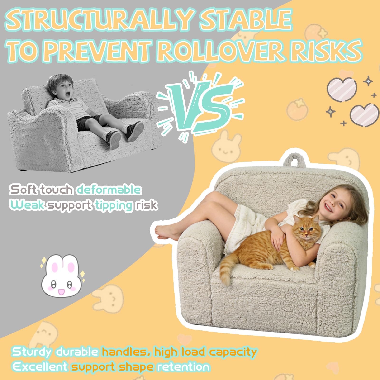Pterying toddler chair with rounded edges for safe play and reading.