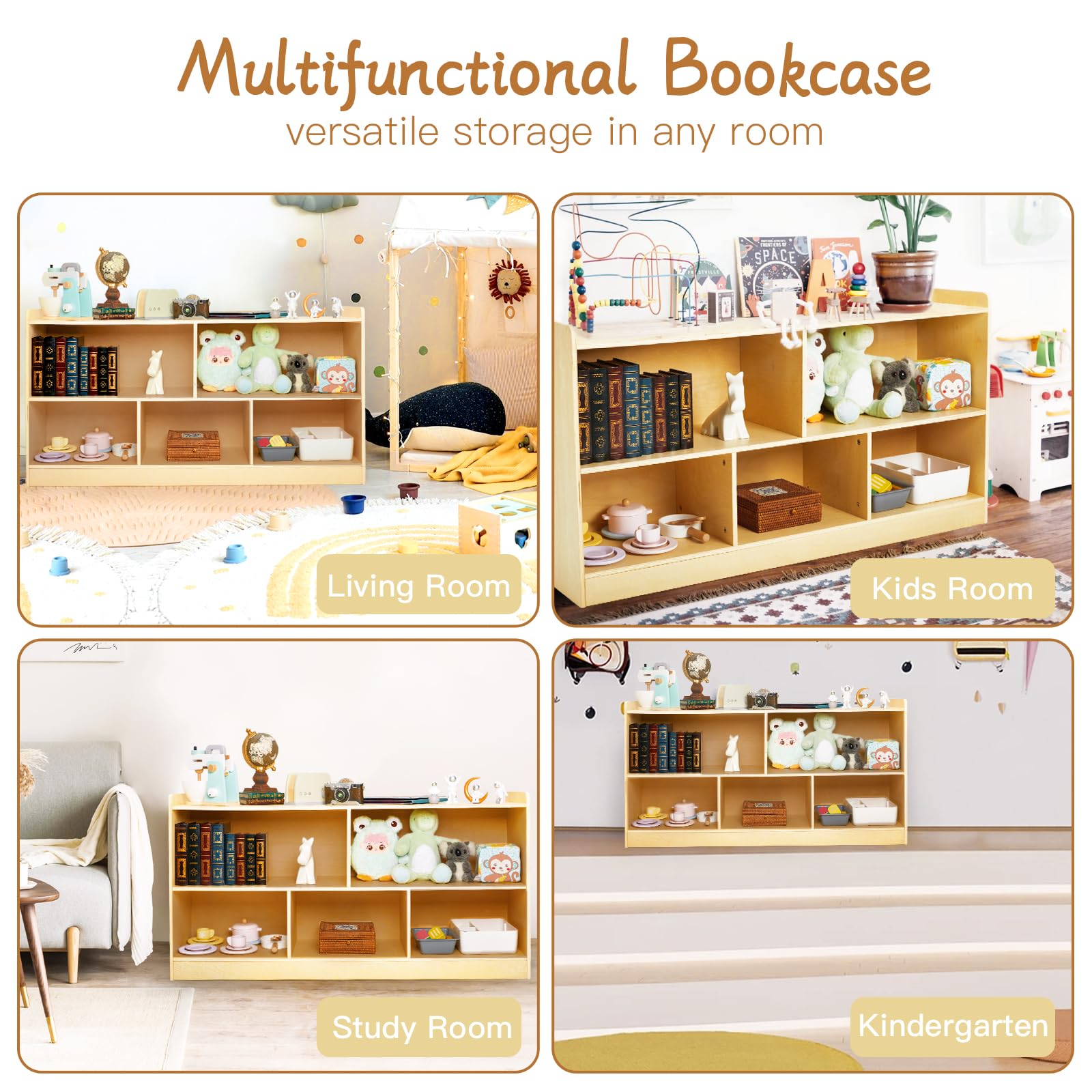 PTINFLUCE bookcase in a kids room setup for tidy, accessible storage and display.