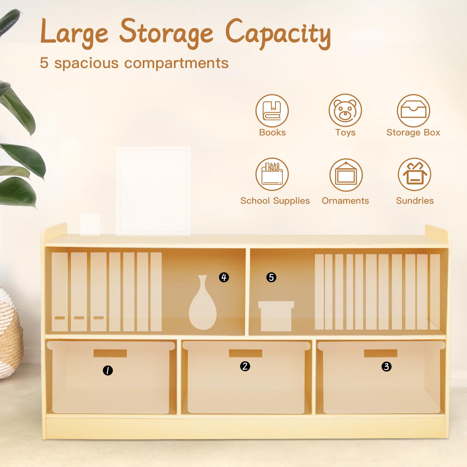 PTINFLUCE modular storage wall arrangement suitable for growing play spaces and classrooms.